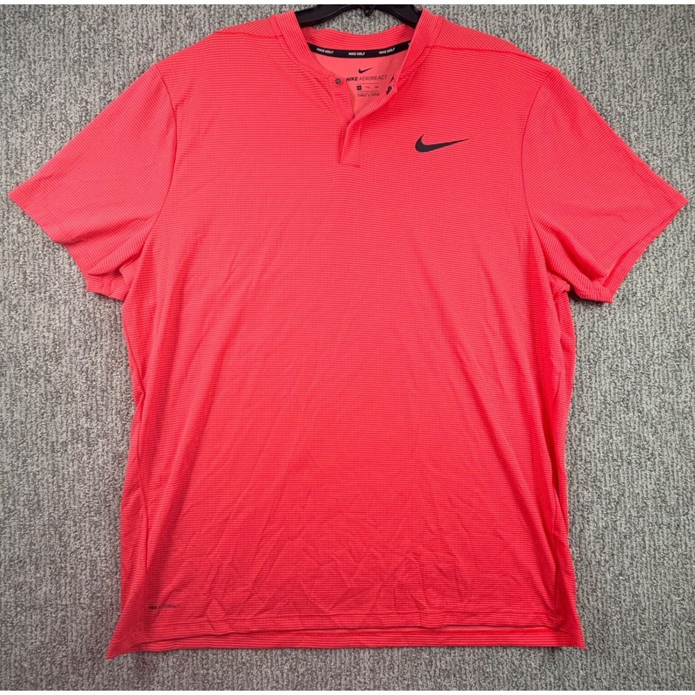 Nike Golf AeroReact Polo Mens 2XL  Coral Blade Collar Short Sleeve 854229-653